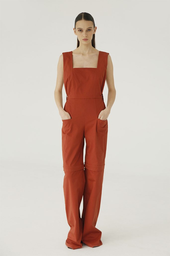 Rust-Colored Dungarees in cotton