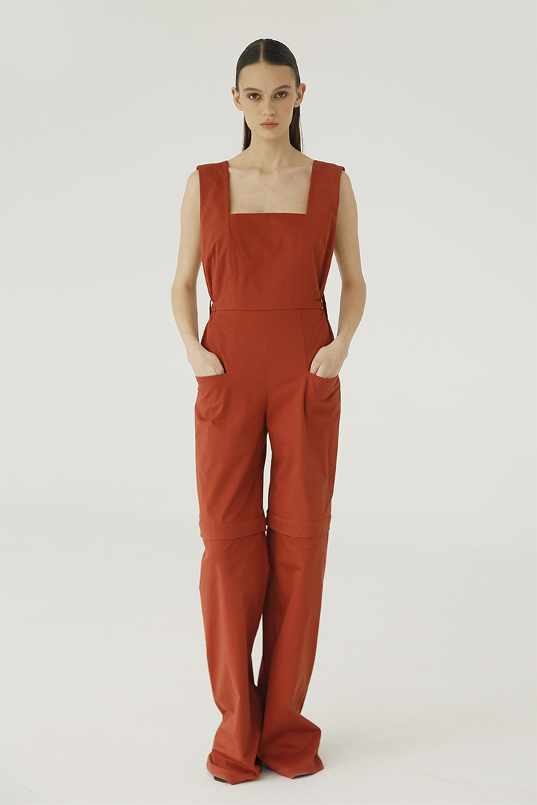 Rust-Colored Dungarees in cotton