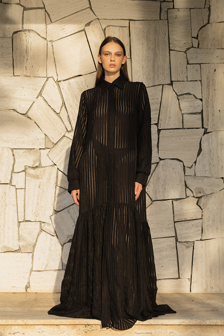 Long dress in viscose / black