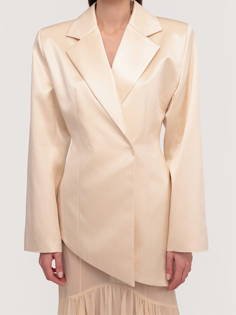 Asymmetric jacket in Silk