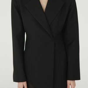 Asymmetric Jacket in Viscose / Black