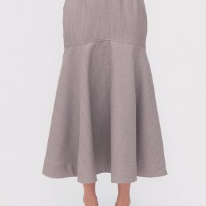 Tuxedo skirt in melange grey wool