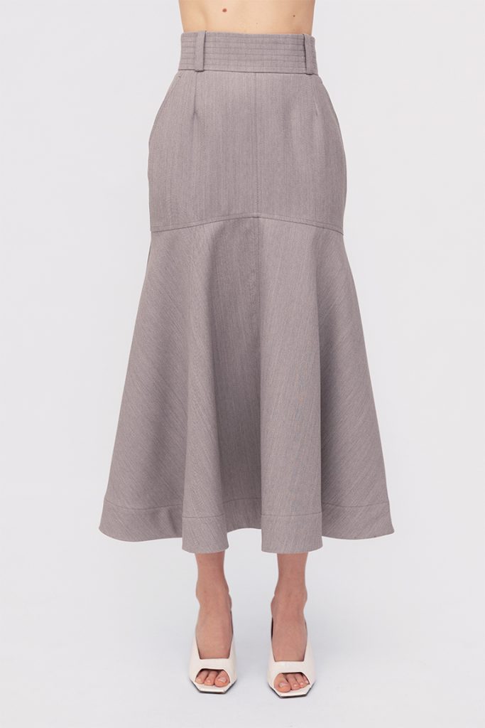 Tuxedo skirt in melange grey wool