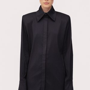 Fitted shirt in striped poplin