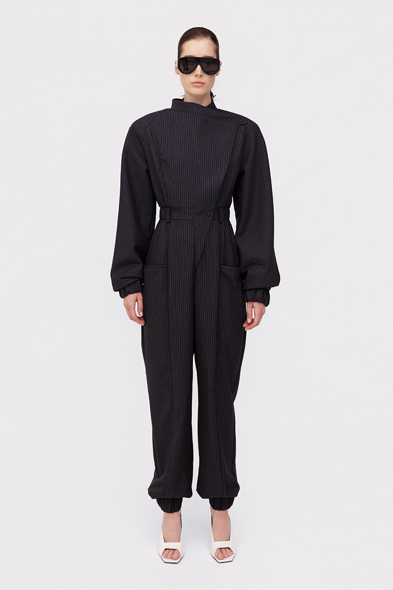 Striped jumpsuit in wool