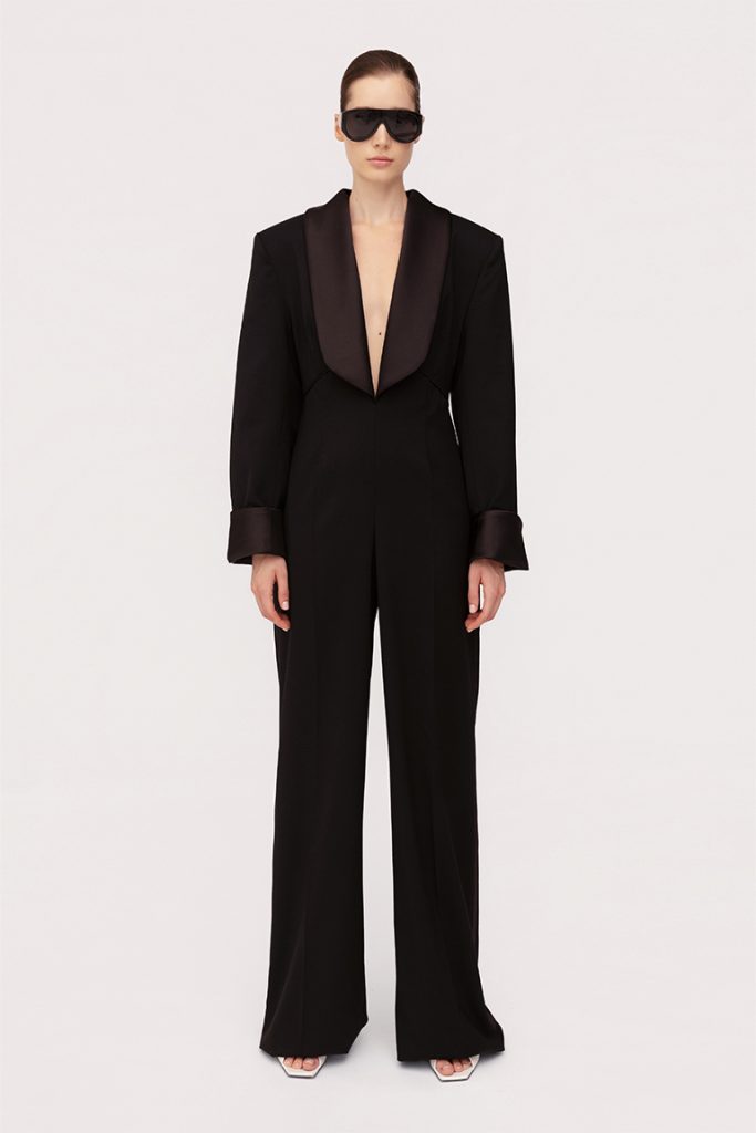 Tuxedo jumpsuit in viscose