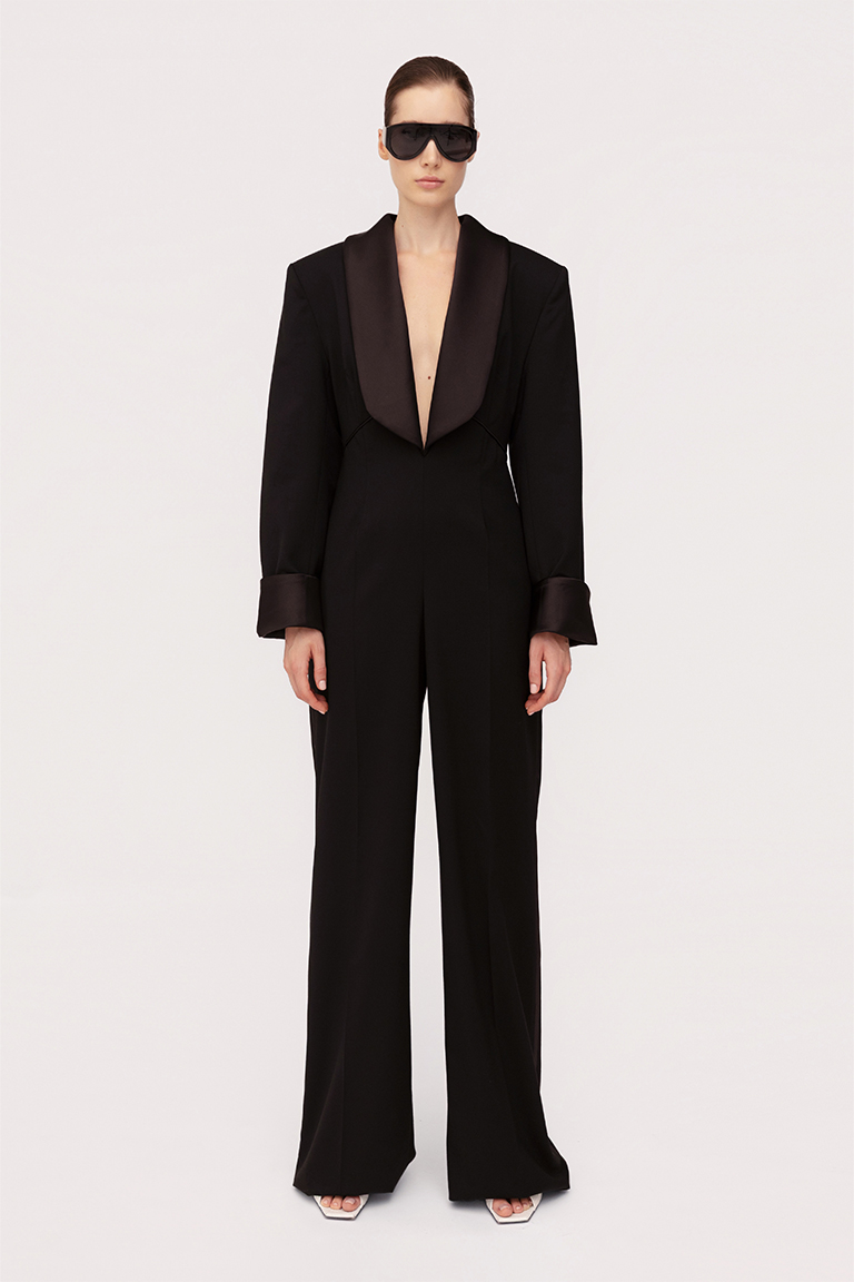 Tuxedo jumpsuit in viscose