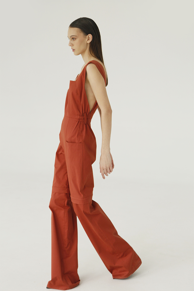 Rust-Colored Dungarees in cotton