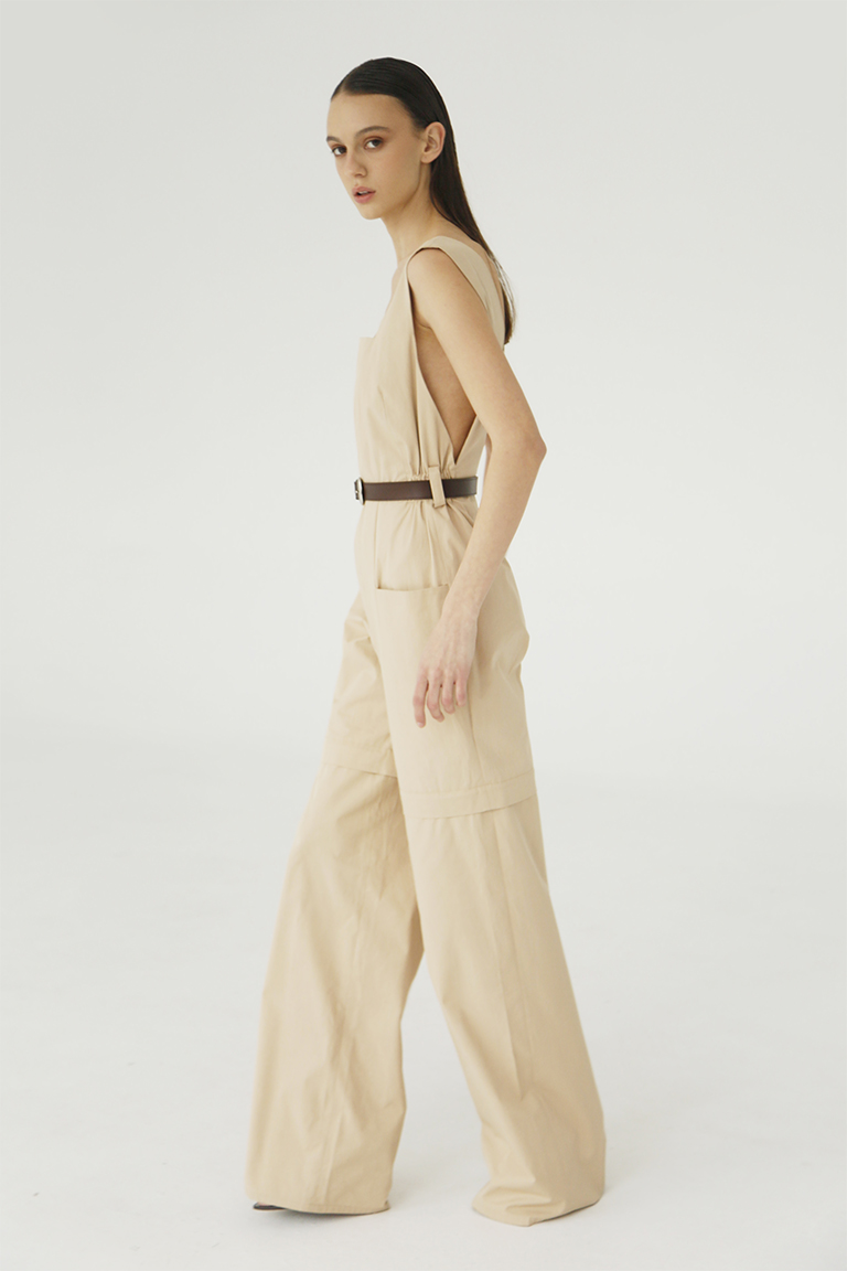 Beige Dungarees in cotton