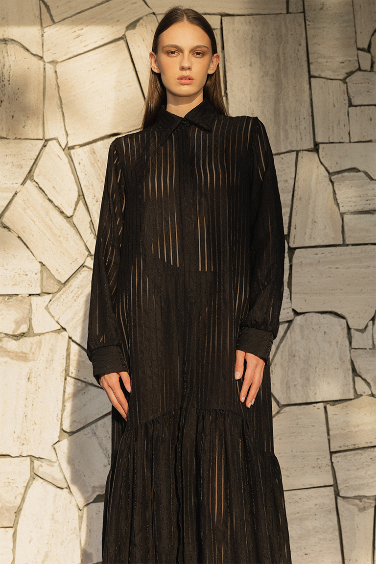 Long dress in viscose / black