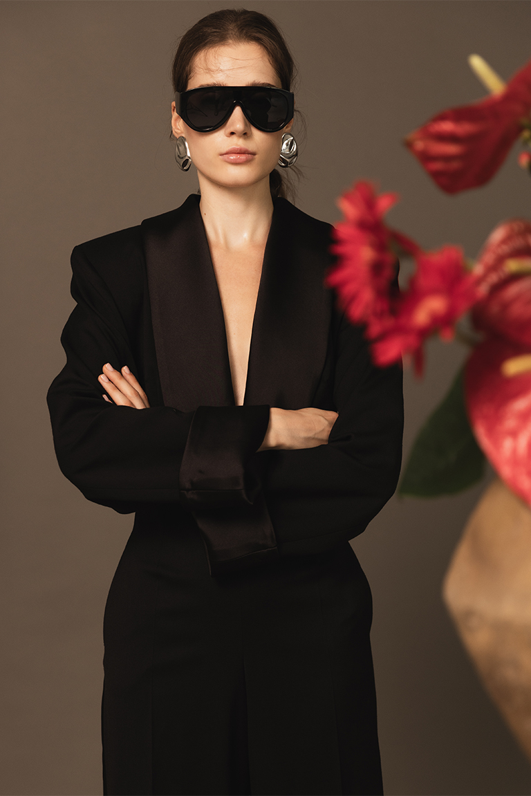Tuxedo jumpsuit in viscose