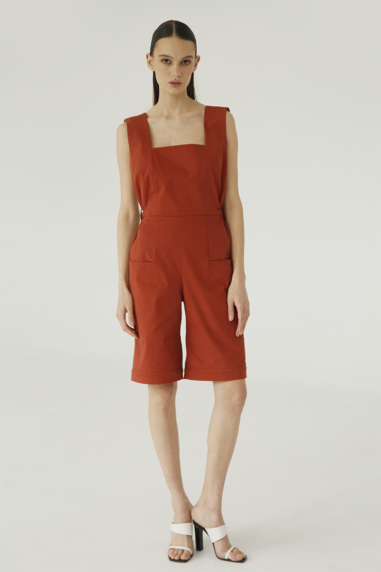 Rust-Colored Dungarees in cotton