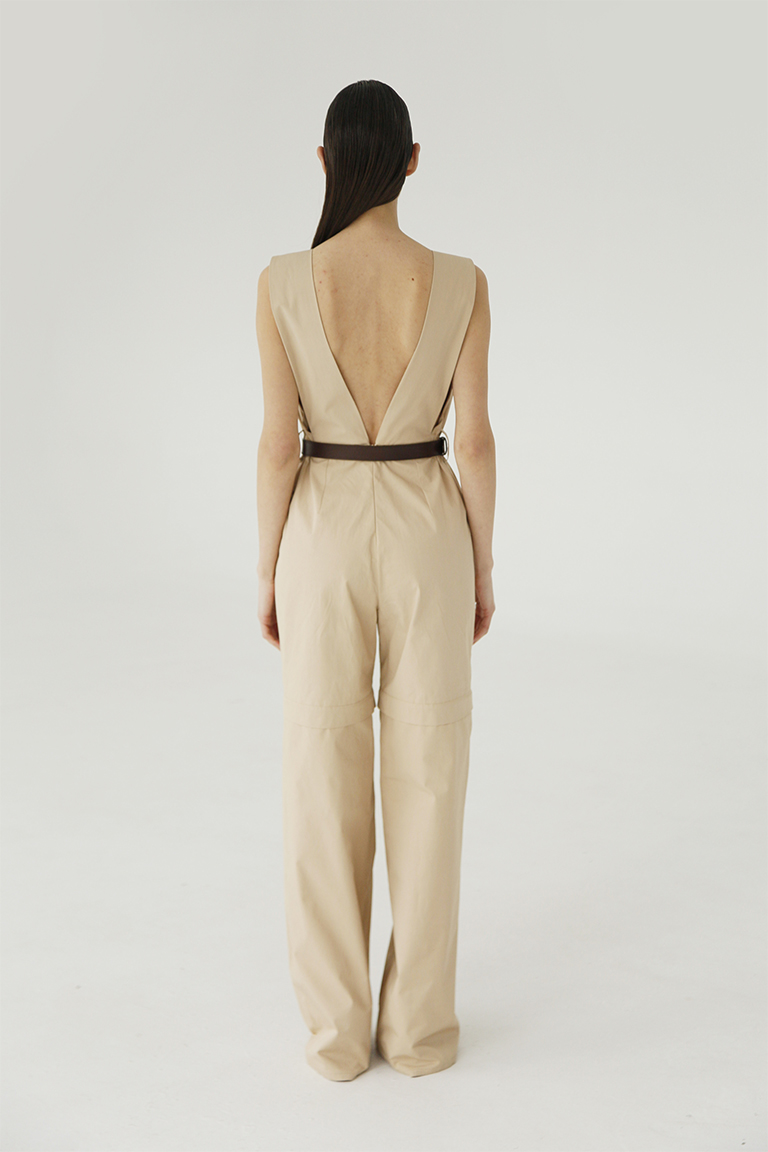 Beige Dungarees in cotton