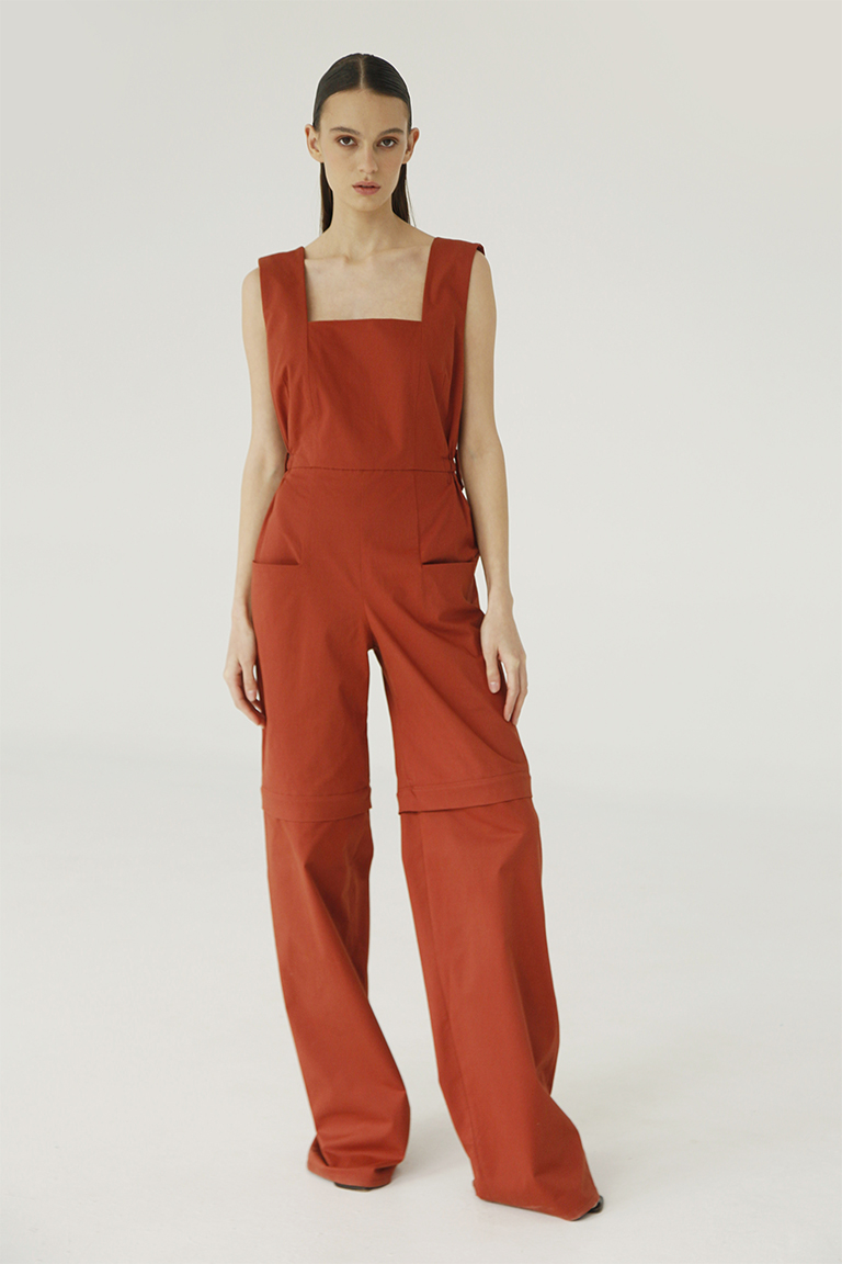Rust-Colored Dungarees in cotton