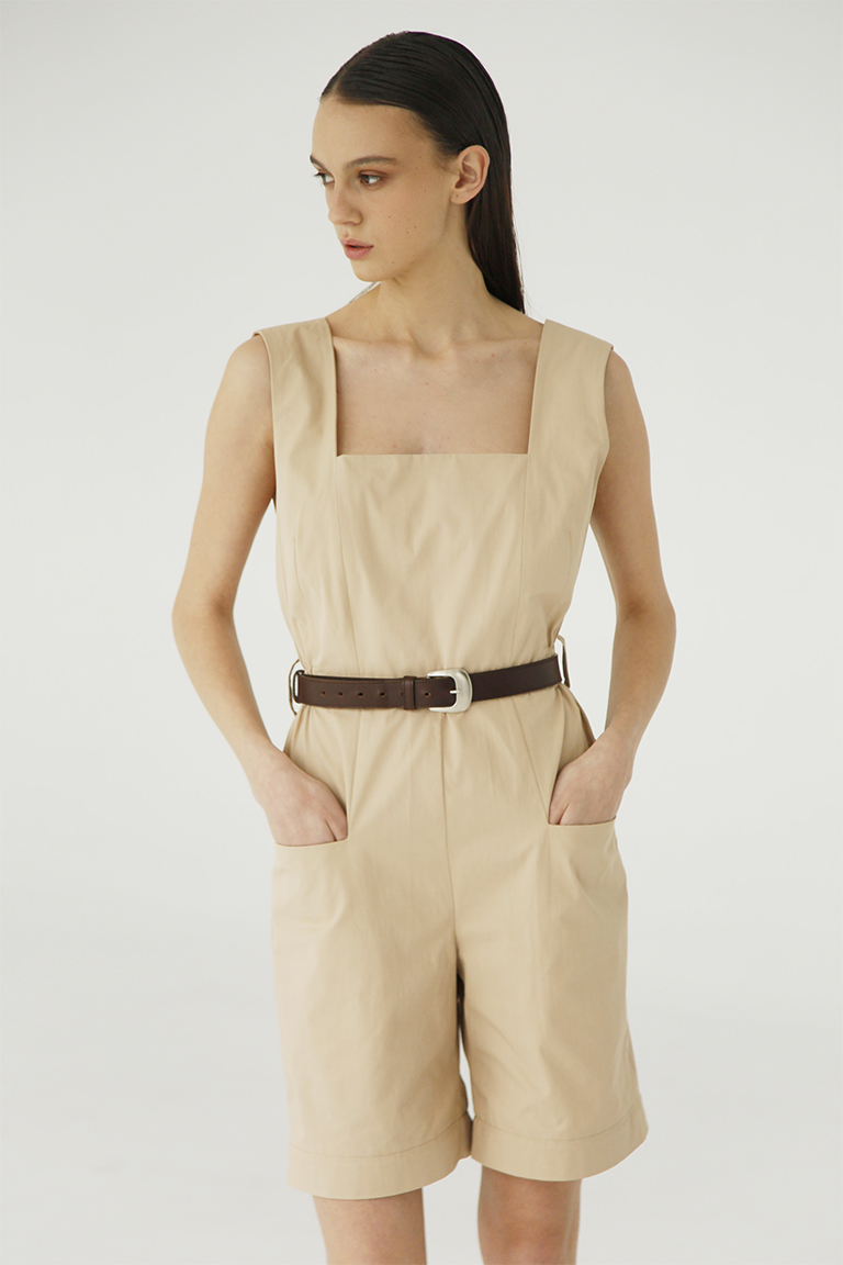Beige Dungarees in cotton