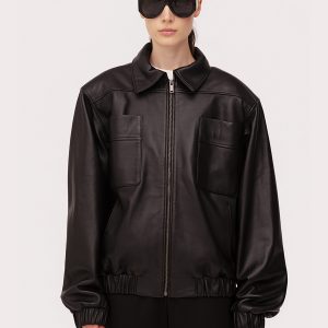 Bomber jacket in shiny lambskin