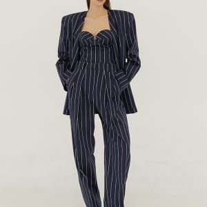 Striped Cotton Silk Suit