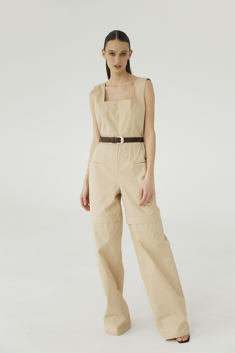 Beige Dungarees in cotton