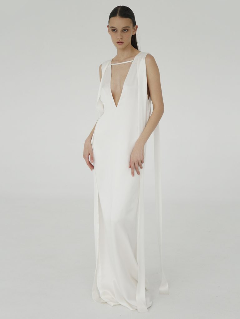 Maxi Dress in Brushed Silk / Off White