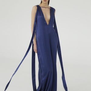 Maxi Dress in Brushed Silk / Indigo