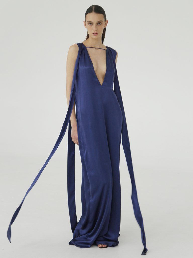 Maxi Dress in Brushed Silk / Indigo