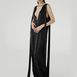 Maxi Dress in Brushed Silk / Black