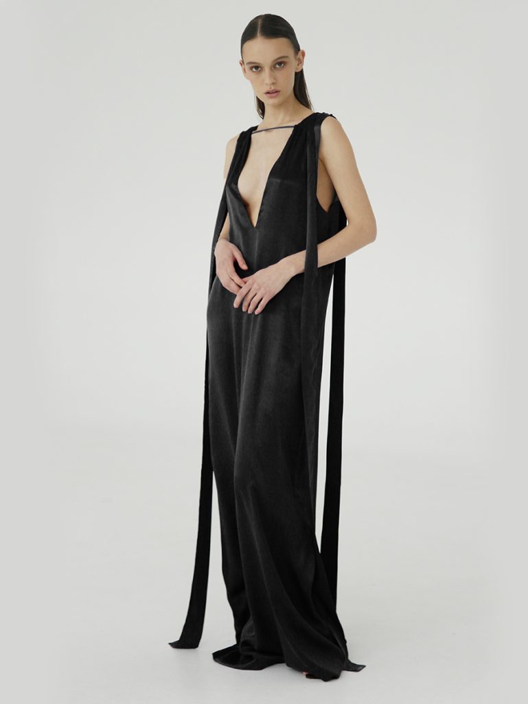 Maxi Dress in Brushed Silk / Black