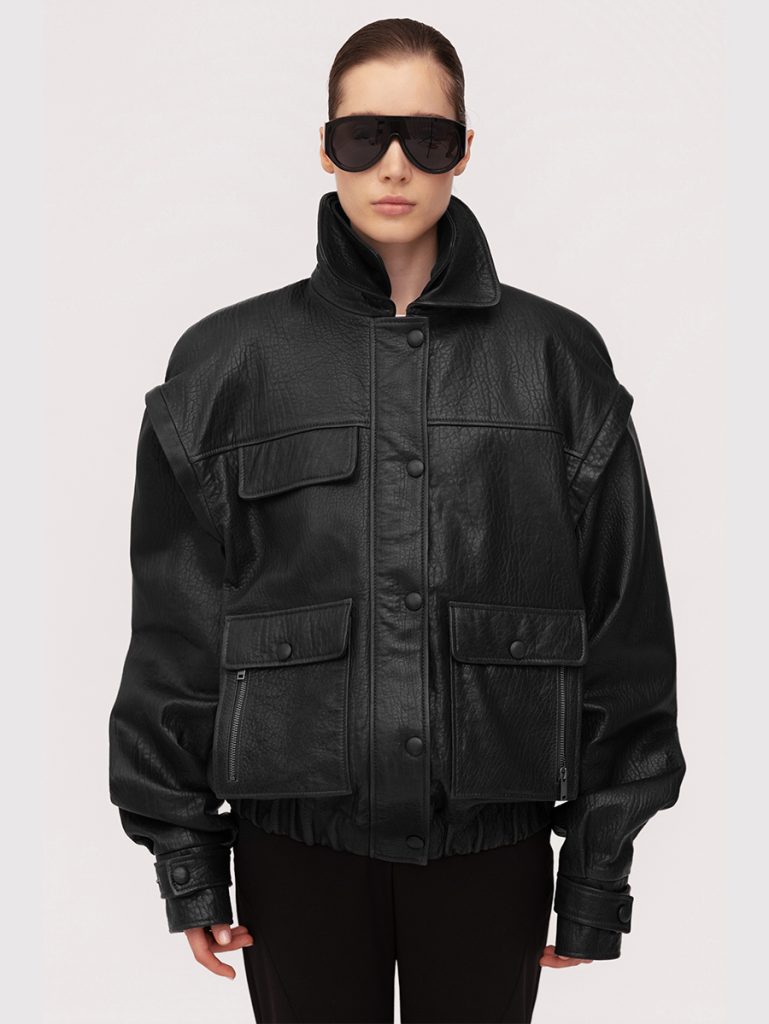 Jacket in grained lambskin / black