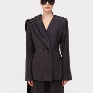 Scarf jacket in silk and wool