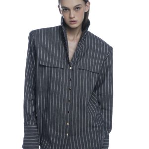 Grey streamline blouse