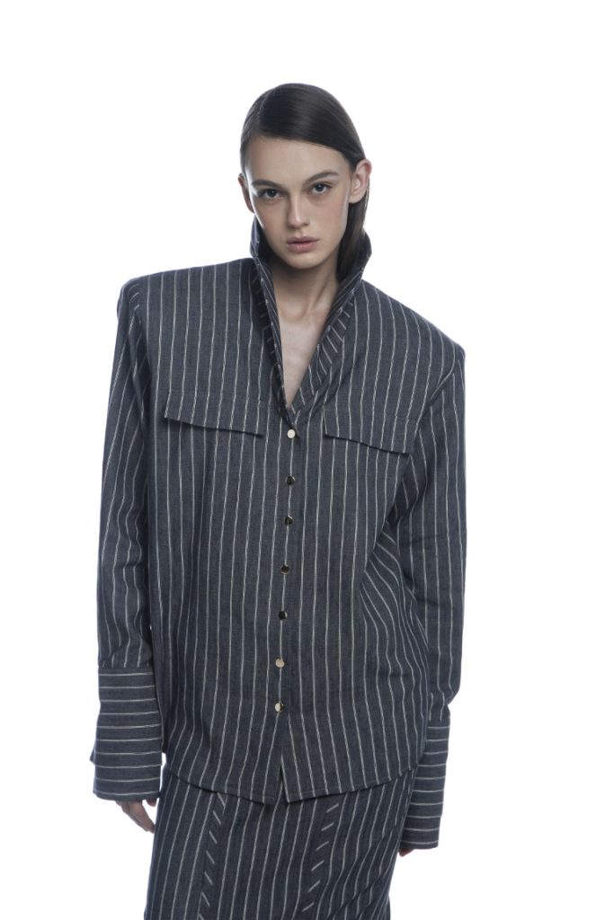 Grey streamline blouse