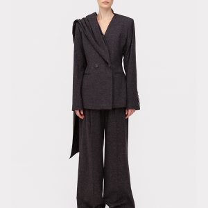 Scarf suit in silk and wool