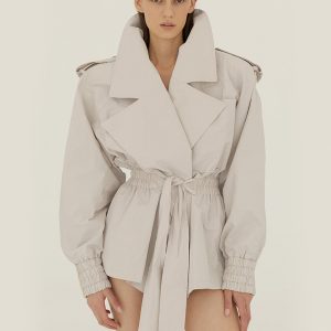 Trench coat in cotton / light grey