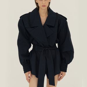 Trench coat in cotton / navy