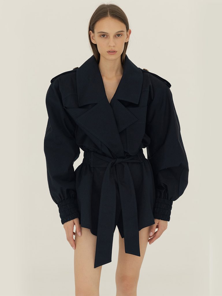 Trench coat in cotton / navy