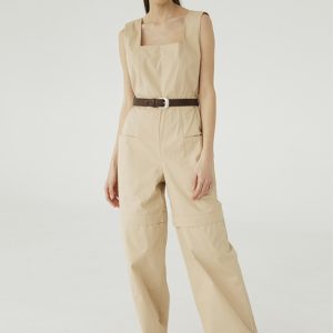 Beige Dungarees in cotton