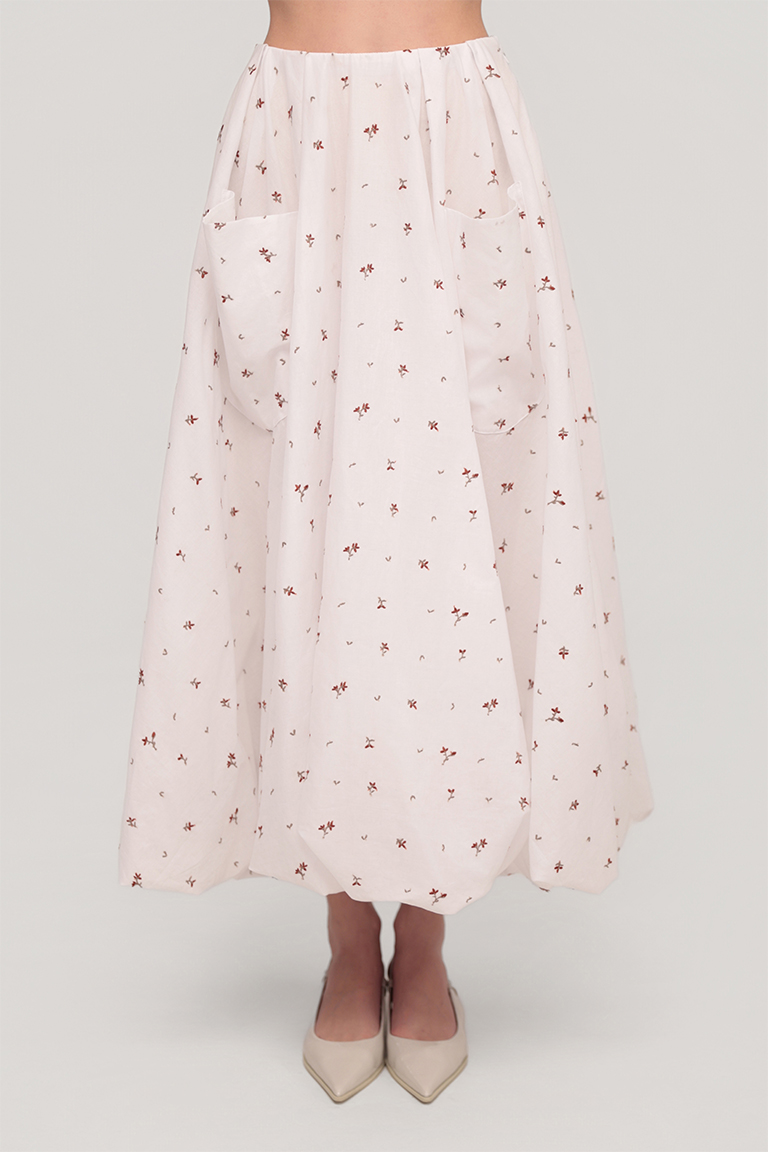 Embroidered cotton balloon skirt