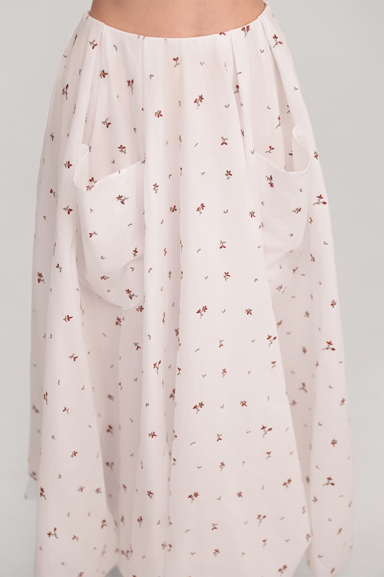 Embroidered cotton balloon skirt