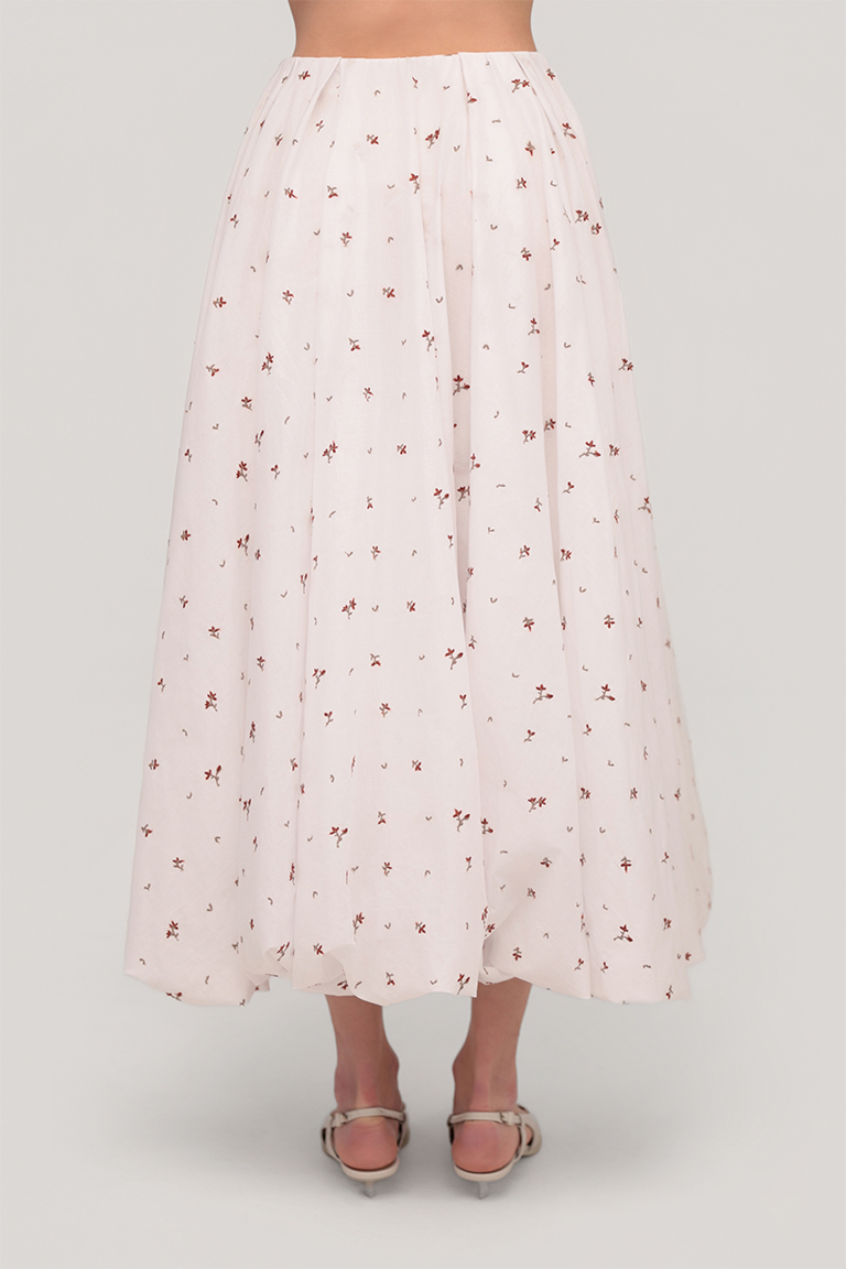 Embroidered cotton balloon skirt