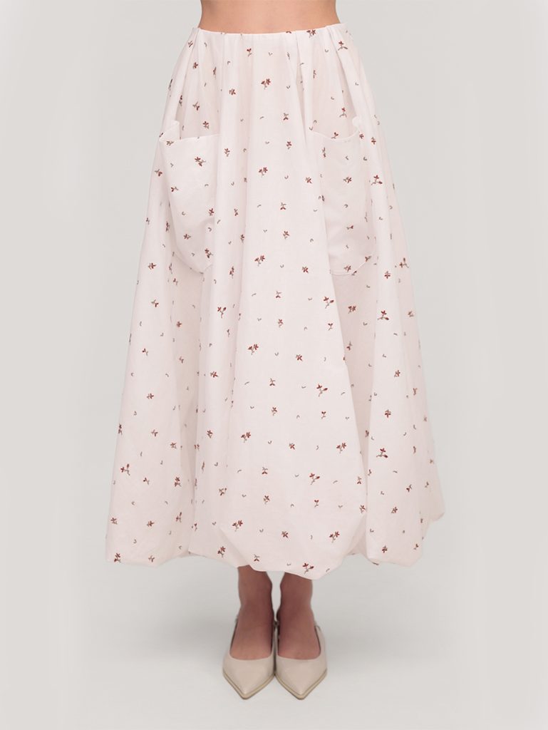 Embroidered cotton balloon skirt