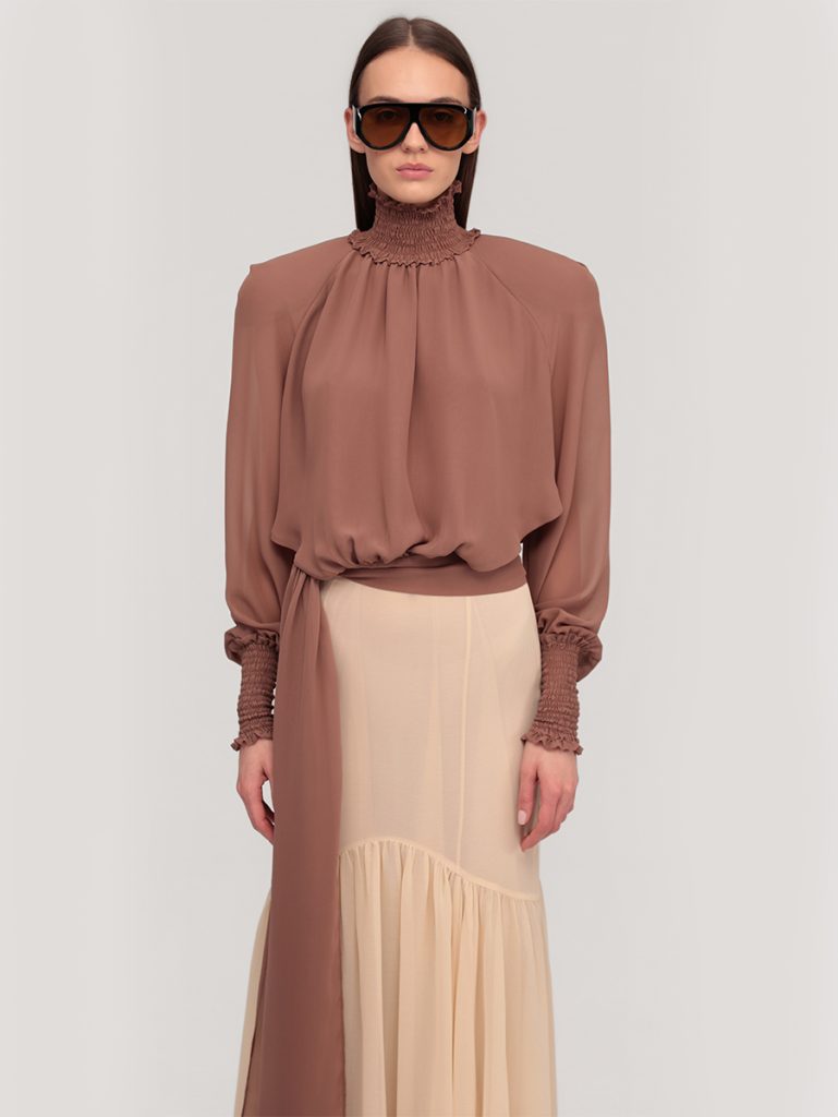 High neck Blouse in Viscose