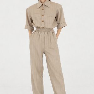 Riviera jumpsuit in striped viscose wool