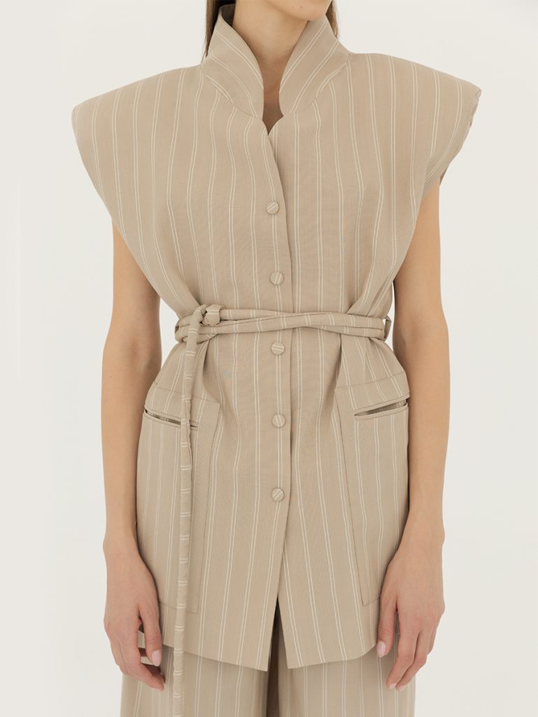 Striped Viscose Wool Vest