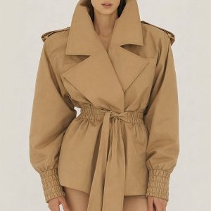 Trench coat in cotton / camel