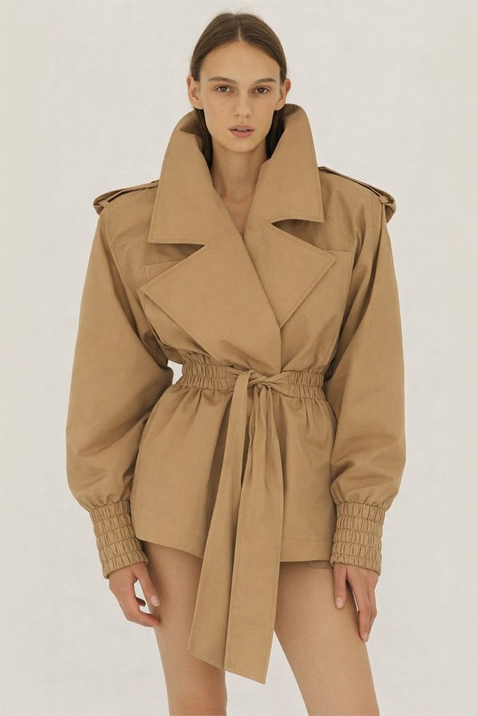 Trench coat in cotton / camel
