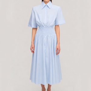 Midi dress in poplin / blue