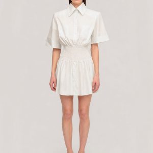 Mini dress in poplin / white