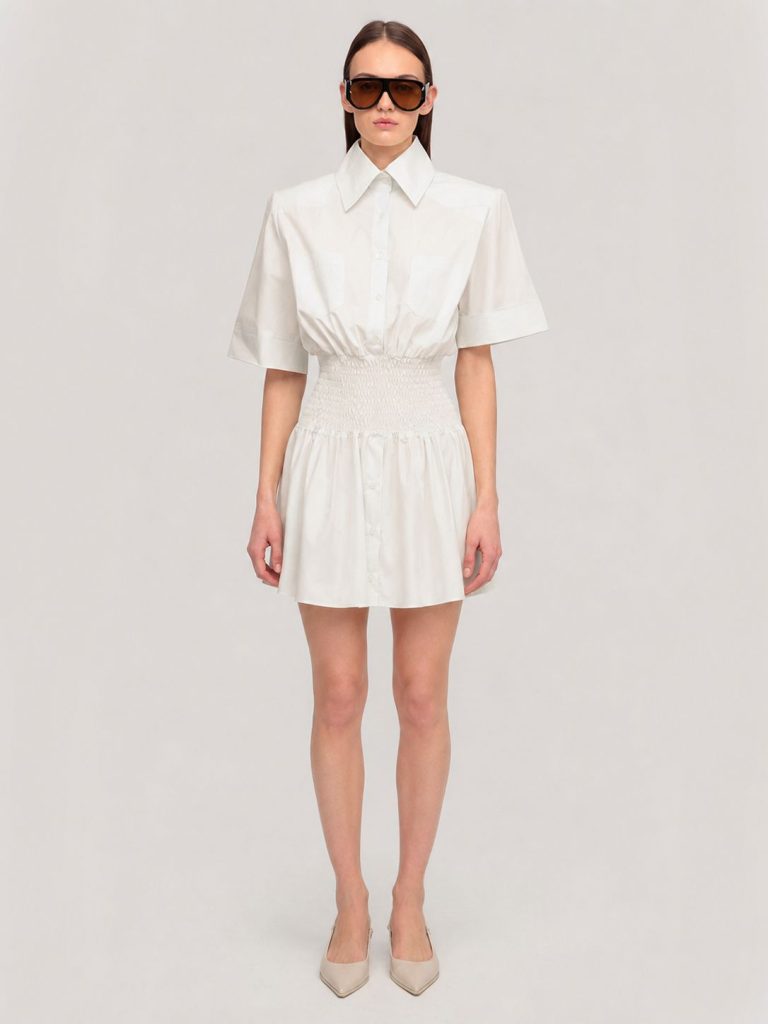 Mini dress in poplin / white