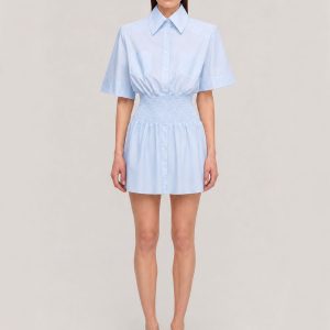Mini dress in poplin / blue