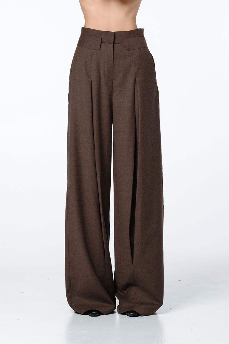Double waist pants / brown